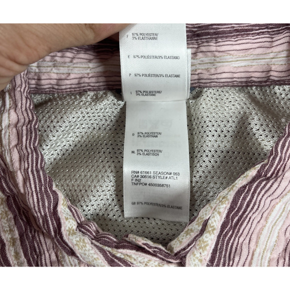 North Face Button Up Shirt Womens Large Seersucker Mesh Hiking Fishing Stripe - Picture 5 of 12